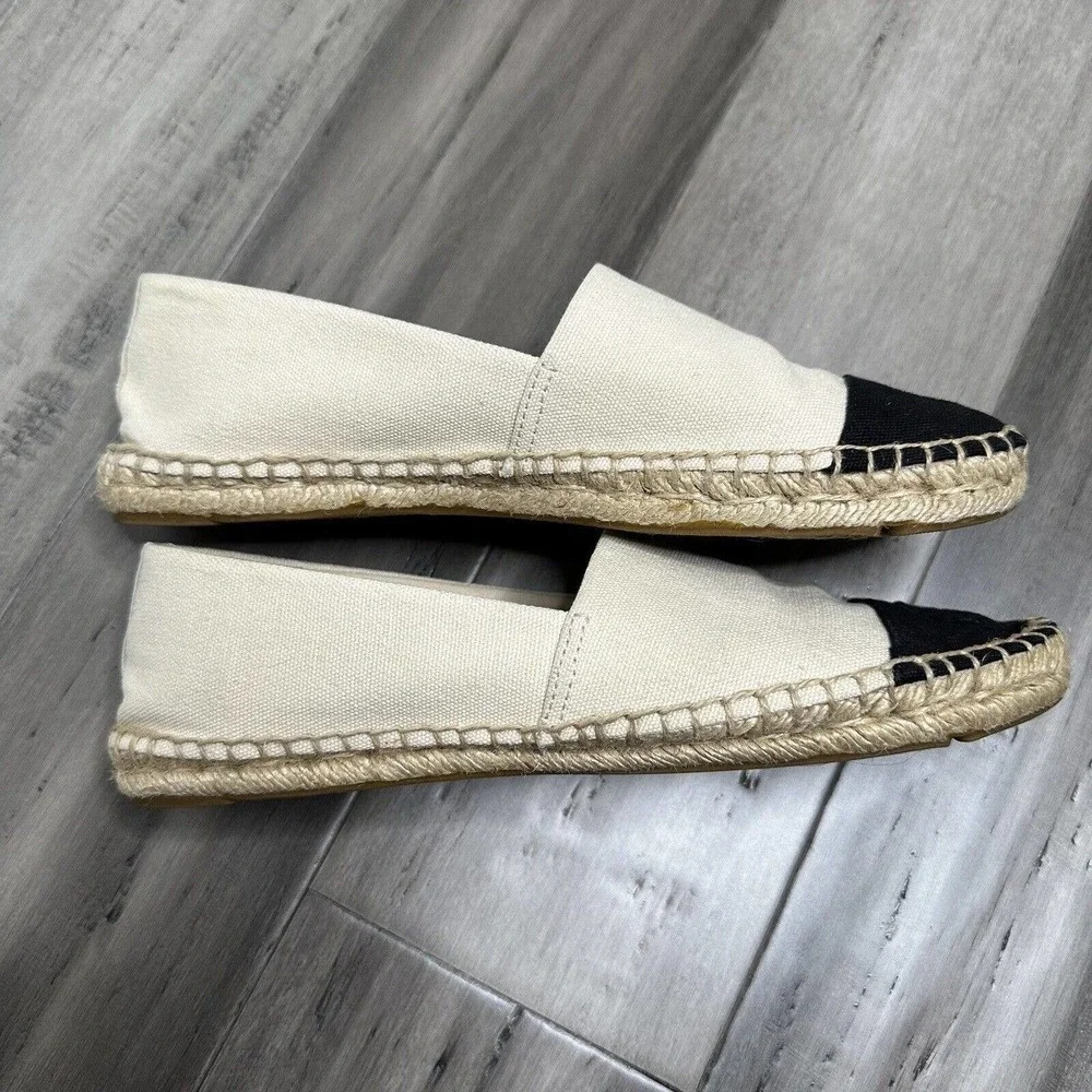 Tory Burch Cap Toe Colorblock Espadrilles Flats Cream & Black Size 9